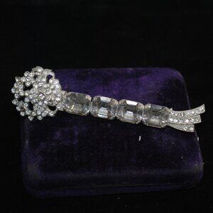 Large Antique/Vintage 1920s-30s Rhinestone Bouquet Comet Brooch